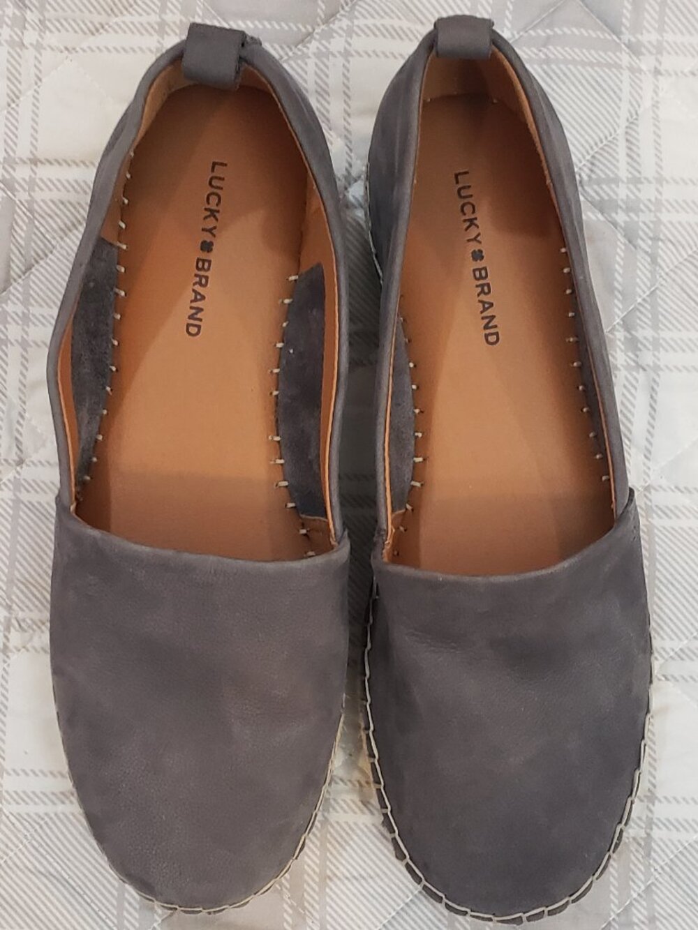 Lucky Brand Women's gray suede Loretto Espadrille flats Size 7.5